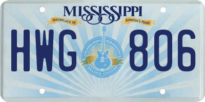 MS license plate HWG806