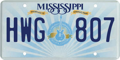 MS license plate HWG807