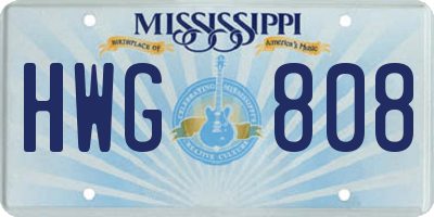 MS license plate HWG808