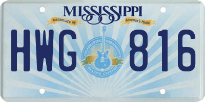 MS license plate HWG816