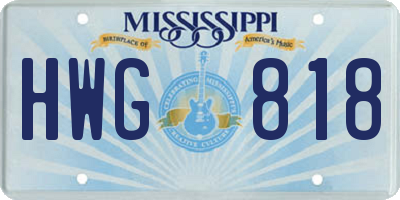 MS license plate HWG818
