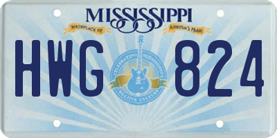 MS license plate HWG824