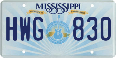 MS license plate HWG830