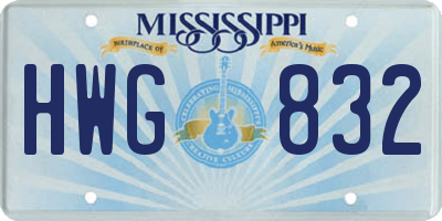 MS license plate HWG832