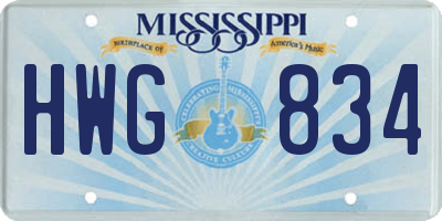 MS license plate HWG834