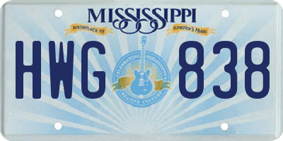 MS license plate HWG838