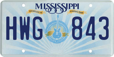 MS license plate HWG843