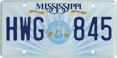 MS license plate HWG845