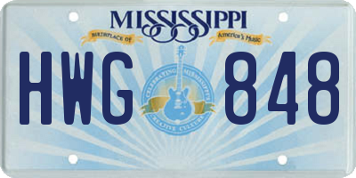 MS license plate HWG848