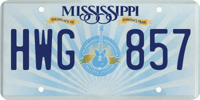 MS license plate HWG857
