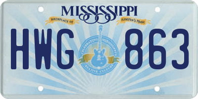 MS license plate HWG863