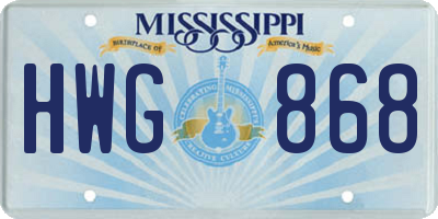 MS license plate HWG868