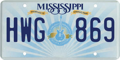 MS license plate HWG869