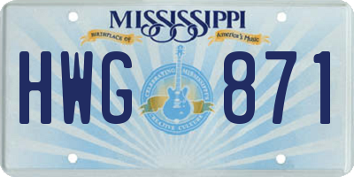 MS license plate HWG871