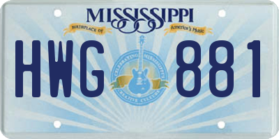 MS license plate HWG881