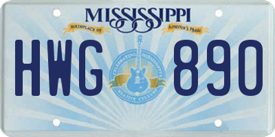 MS license plate HWG890