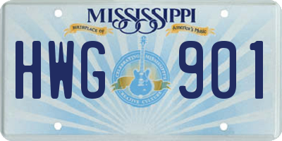 MS license plate HWG901