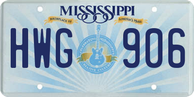 MS license plate HWG906