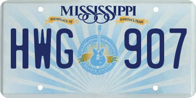 MS license plate HWG907