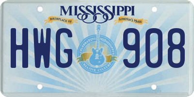 MS license plate HWG908