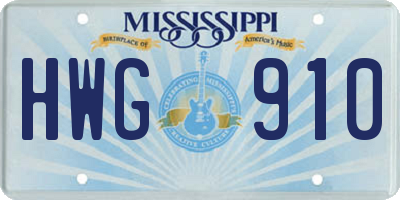 MS license plate HWG910