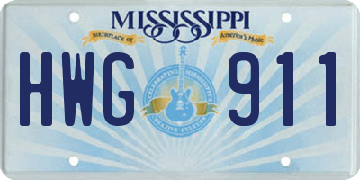 MS license plate HWG911