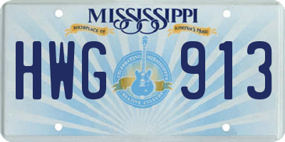 MS license plate HWG913