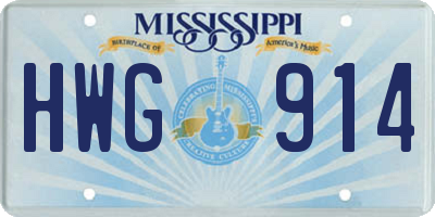 MS license plate HWG914