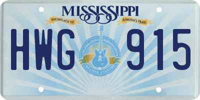 MS license plate HWG915