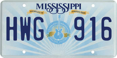 MS license plate HWG916