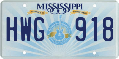 MS license plate HWG918