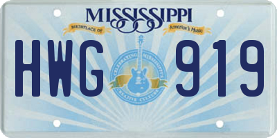 MS license plate HWG919