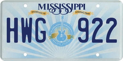 MS license plate HWG922