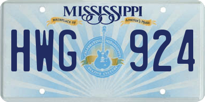 MS license plate HWG924