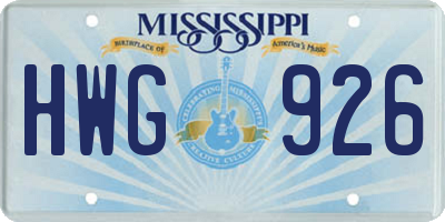 MS license plate HWG926