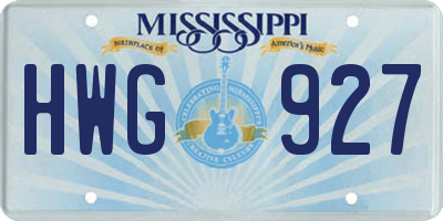 MS license plate HWG927