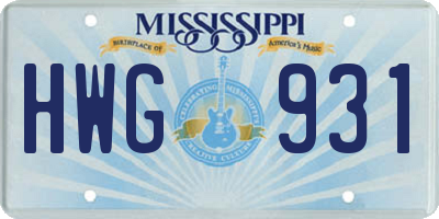 MS license plate HWG931