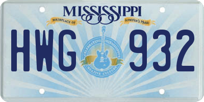 MS license plate HWG932