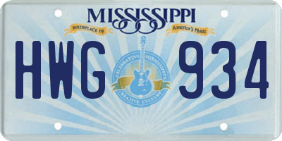 MS license plate HWG934