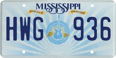 MS license plate HWG936