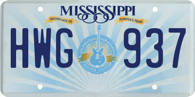 MS license plate HWG937