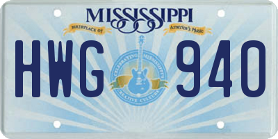 MS license plate HWG940