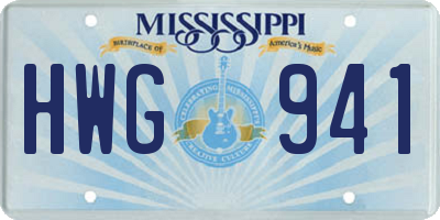MS license plate HWG941