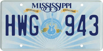 MS license plate HWG943
