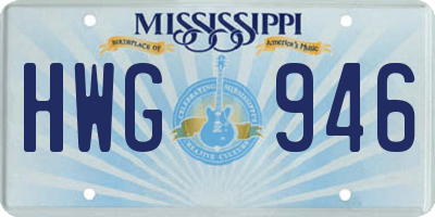 MS license plate HWG946
