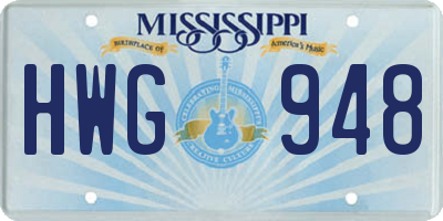 MS license plate HWG948