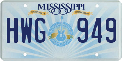 MS license plate HWG949