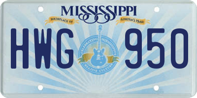 MS license plate HWG950
