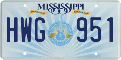 MS license plate HWG951