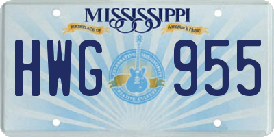 MS license plate HWG955